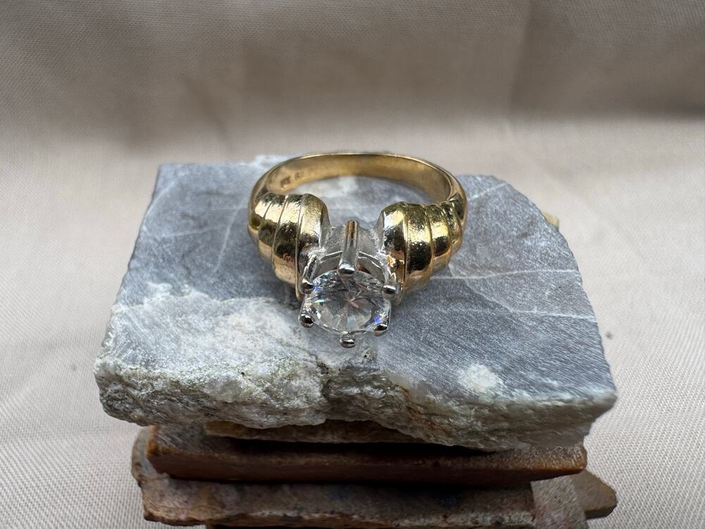 Ana Bekoach 18K Gold Electroplated (GE) CZ Solitaire Ring | Size 5 & 3/4